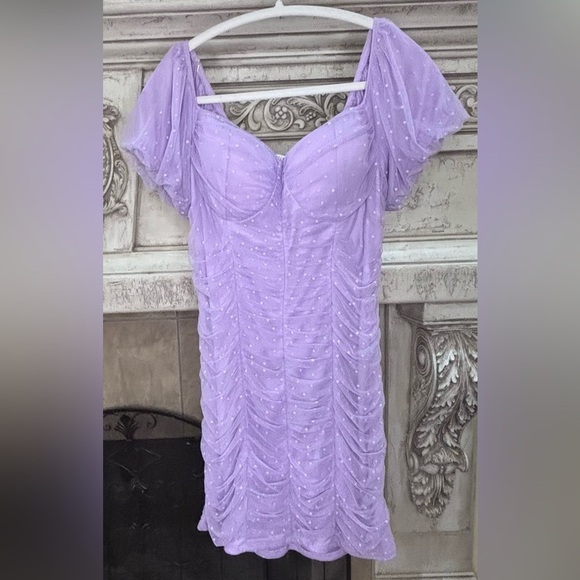 Allison & Kelly Dresses & Skirts - Allison & Kelly Light Purple & White Polka Dot Semi-Formal Dress Size XL